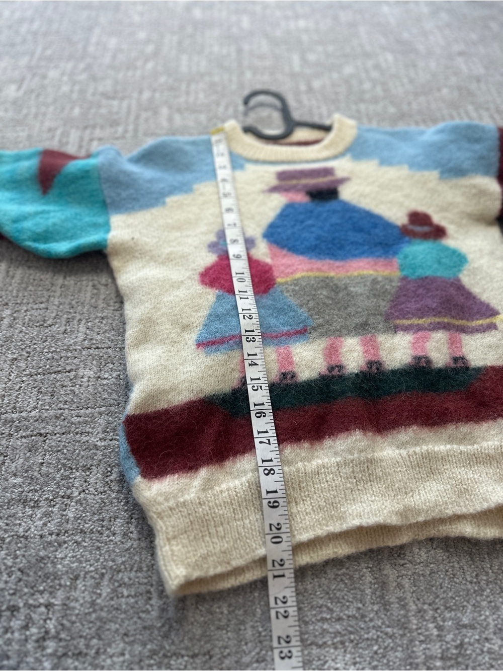 Vintage 80s Peruvian Mohair Blend Sweater | Graphic Knit | Colorblock Crewneck - Picture 8 of 8